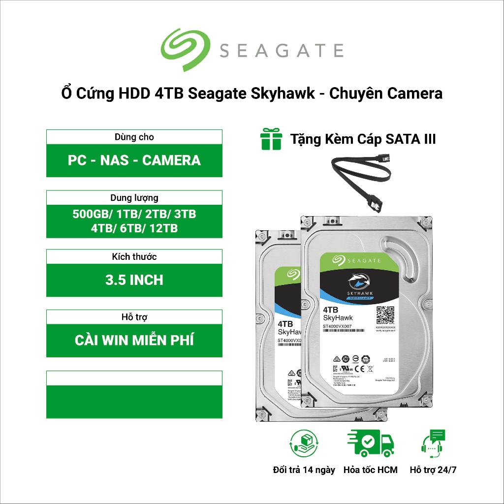 Ổ Cứng HDD PC 3.5" SEAGATE Skyhawk 4TB - Chuyên Camera phanphoisitoanquoc2020
