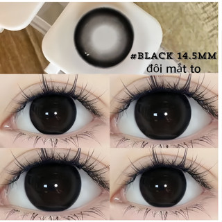  【 0-6độ  14.0mm 14.5mm Black lovely kính áp tròng MCK1 cận đen lens đen cận black devil eyes lens giãn tròng to 