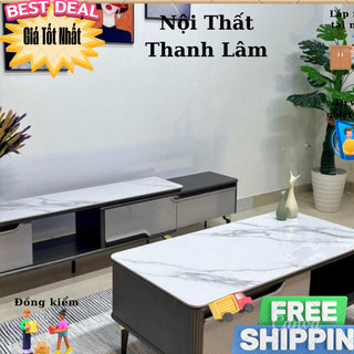 ComBo Bàn trà kèm kệ cao cấp hàng nhập khẩu, mặt đá ceramic - Free Ship Hà Nội