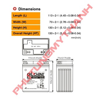 Bình ắc quy GLOBE WTZ7L-BP ( 12v-7Ah )