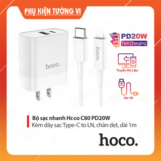 Combo bộ củ, cáp sạc nhanh pd20w hoco c80 1 usb + type-c
