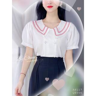 Áo sơ mi công sở nữ kiểu cổ nhọn CHUU A8117