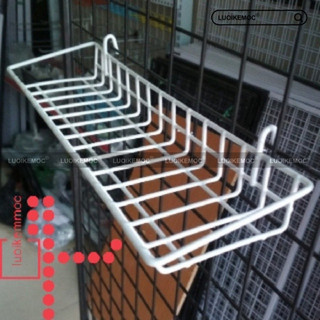 Rổ treo khung lưới m10 trắng + lưới kệ móc + kích thước: 392cm