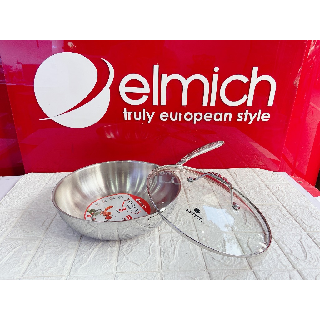 Chảo rán xào inox elmich cao cấp 3 lớp đáy liền Elmich Tri-Max EL-3796 size 26cm