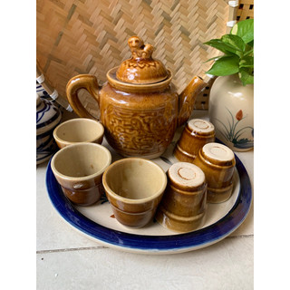 bộ bình trà 6 tách xưa không kèm dĩa