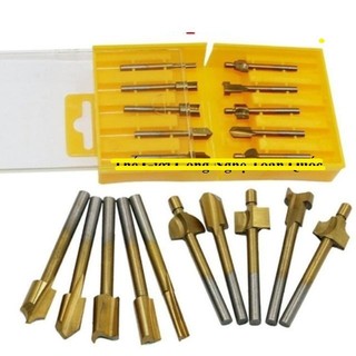 Bộ 10 Mũi Phay Gỗ Cán 3mm - Dụng Cụ Làm Lũa Dremel - mũi phay gỗ thẳng cốt 3mm