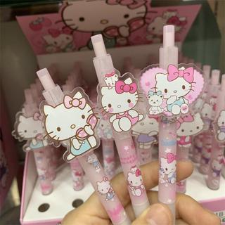 Bút bi bấm màu hồng dễ thương hình Hello Kitty
