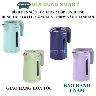 Bình đun siêu tốc inox 2 lớp Sunhouse 1.8 lít SHD1351 / SHD1353 / SHD1355 / SHD1368KB - Bảo hành chính hãng 12 tháng