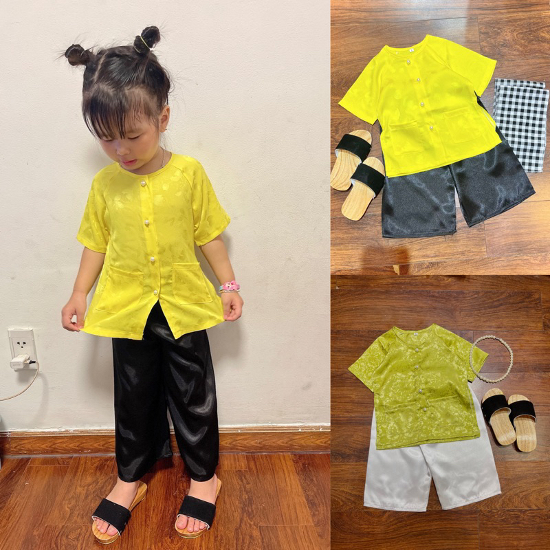 (8-35kg)bộ bà ba gấm lụa bé gái,bà ba lụa gấm bé gái