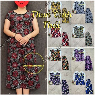 Đồ bộ thun lạnh Thái cao cấp đính kiểu nhiều họa tiết đẹp