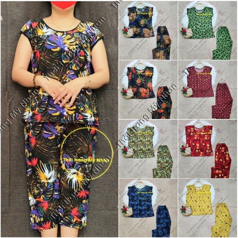 Đồ bộ thun lạnh thái lửng suông túm nhiều họa tiết đẹp
