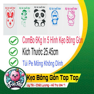 Combo 6kg 5 mẫu túi in hình làm kẹo bông gòn
