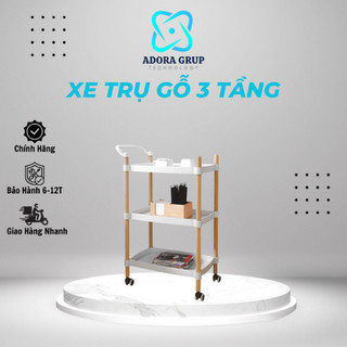 Xe đẩy spa ba tầng kệ ba tầng kệ nail mi móng tóc kệ gỗ 3 tầng tiện ích