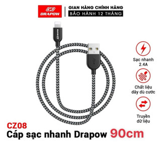 Cáp sạc dây dù iPhone 0.9 - 1.8 - 2.7 mét - DRAPOW CZ08 siêu bền chống đứt
