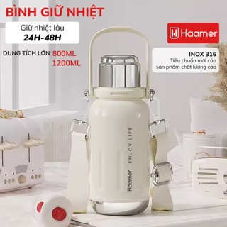  Bình giữ nhiệt HAAMER cao cấp màu sắc pastel trẻ trung giữ nhiệt lâu lên tới 48H dung tích lớn 800ml 1200ml - B030 