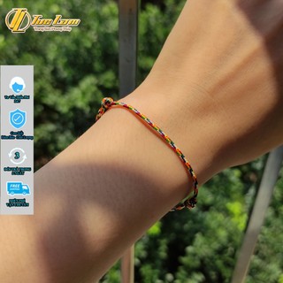 Vòng tay dây chỉ ngũ sắc tây tạng may mắn bện hai nút khóa - Mã VTDCNS01 - DIY TUỆ LÂM