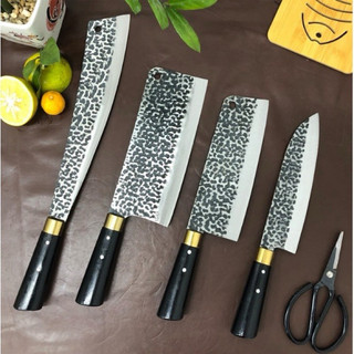 Dao bộ 4 dao nhà bếp cao cấp làm từ nhíp xe ô tô chống cong vênh sứt mẻ.