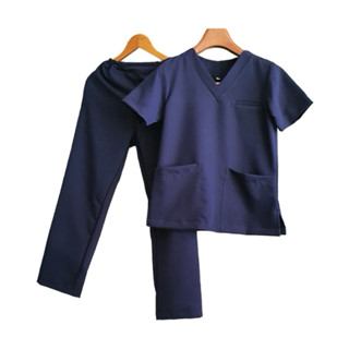  Đồng phục spa nam nữ may sẵn xanh đen 