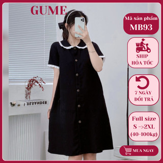 Váy bầu đẹp đầm bầu bigsize 40-100kg màu đen dáng suông cổ sen cúc gỗ vải sạn lụa mềm MB93