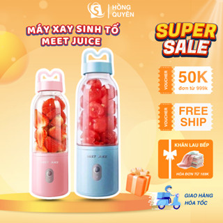 Máy Xay Sinh Tố Cầm Tay Meet Juice  500ML, Máy Xay Đa Năng Dùng Điện Trực Tiếp Xay Đá Viên Hoa Quả Mềm Dễ Dàng Mang Theo