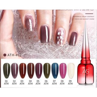 [Xả kho đổi bảng màu] SET Sơn gel AS THẠCH MỚI mã ATH 9 chai đỏ nhọn 15ml siêu HOT siêu xịn