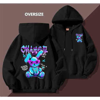  ÁO HOODIE UNISEX NAM NỮ FORM RỘNG THỎ CHANGE CÓ BIGSIZE 35kg đến hơn 100kg vải nỉ dày mịn 