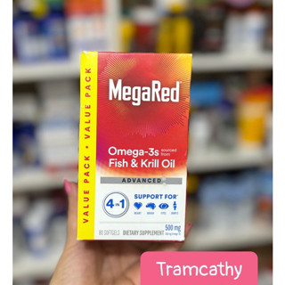 megared krill oil Dầu tôm Schiff MegaRed Advanced 4in1 Omega-3 Fish + Krill Oil hỗ trợ mắt não tim mạch và xương khớp