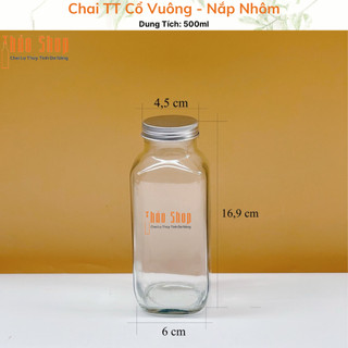 ❣️ ❣️ chai tt cổ vuông 500ml nắp nhôm đựng cafe, nước ép.....