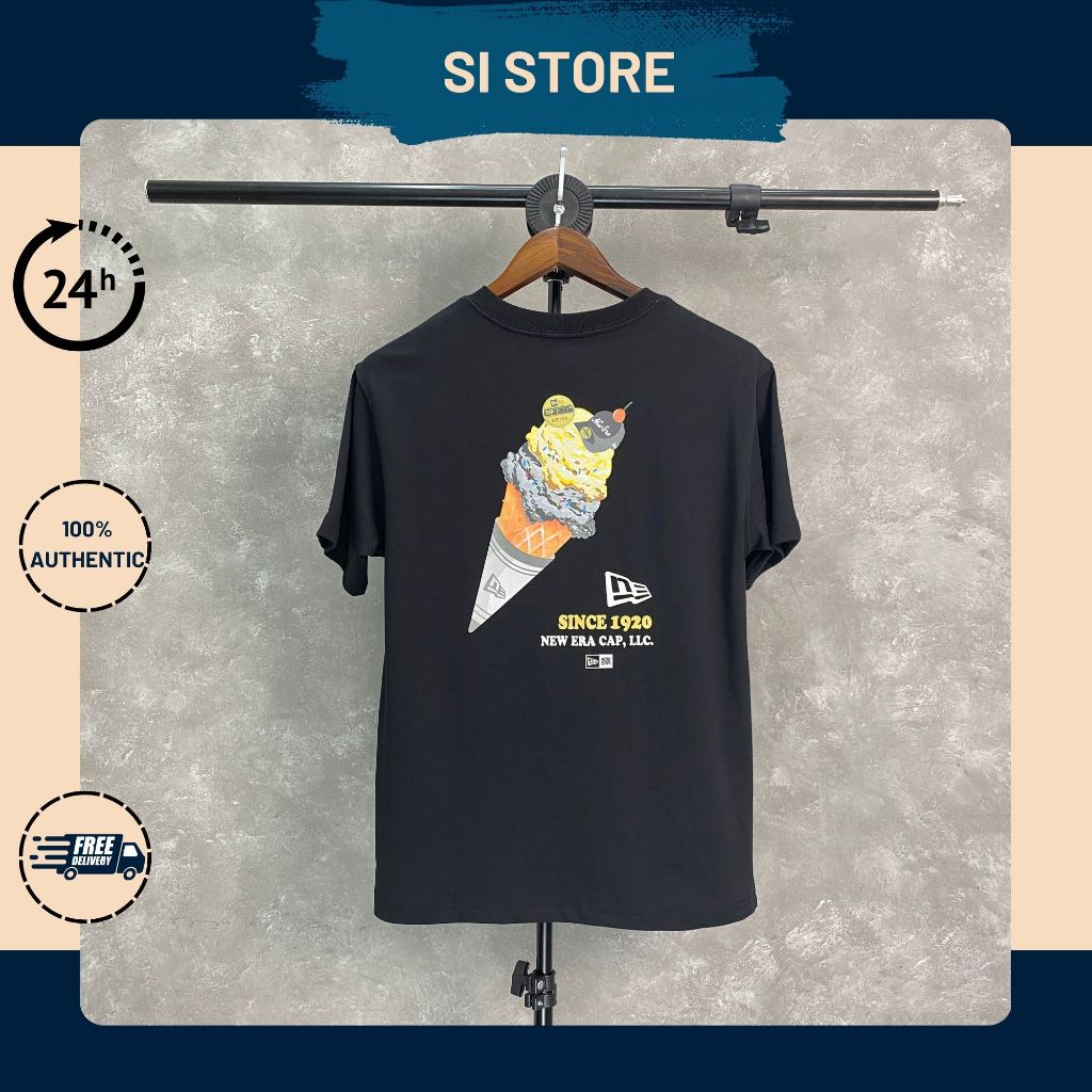 TEE THUN NEW ERA CÂY KEM ĐEN ( AUTH )