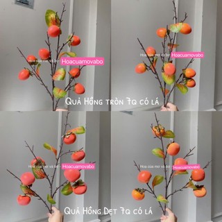 Cành Quả Hồng Giả Cao Cấp Cành 6-7-8-9 Quả Có Lá Quả 75cm - Cành Quả Khô Trang Trí - Hoa Lụa Mơ Bơ