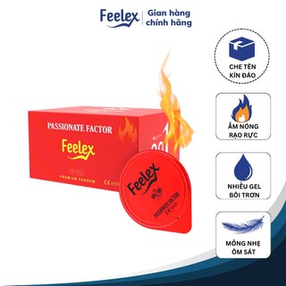 Bao cao su Feelex truyền nhiệt, siêu mòng, bôi trơn, size 52mm, hộp 10 bao