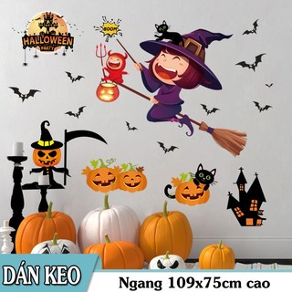 Decal trang trí tường - Lễ Hội Halloween Bé Gái Phù Thủy và nhiều mẫu đẹp