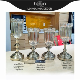 Lọ hoa thủy tinh cao cấp, chân đế đồng .Lọ hoa h.O.a Decor