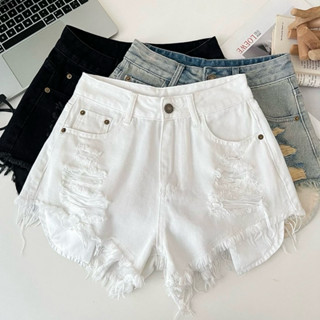 Quần Short Nữ Jeans Lưng Cao Trắng Lộ Túi Chất Vải Cao Cấp