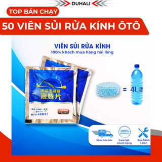 [Combo 50] Viên Sủi Rửa Kính Ôtô - Tẩy Sạch Kính, 1 Viên Pha 4 Lít Nước - Thân Thiện Môi Trường