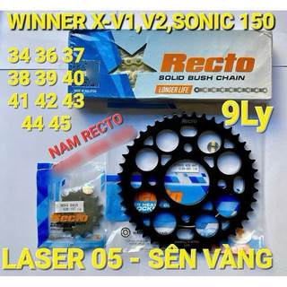 Nhông sên dĩa winner x,winner 150,sonic 150,cbr150 cùi dĩa 4 lỗ 36,37,38,39,40,41,42,43,45 sên vàng recto chính hãng