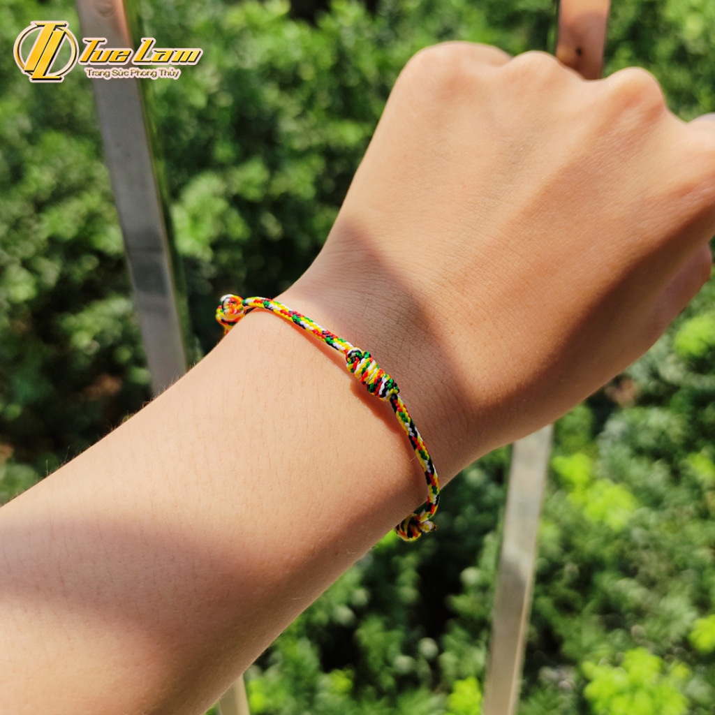 Vòng tay chỉ ngũ sắc tây tạng may mắn bện handmade xoắn giữa xinh xắn, bình an -  DIY TUỆ LÂM | BigBuy360 - bigbuy360.vn