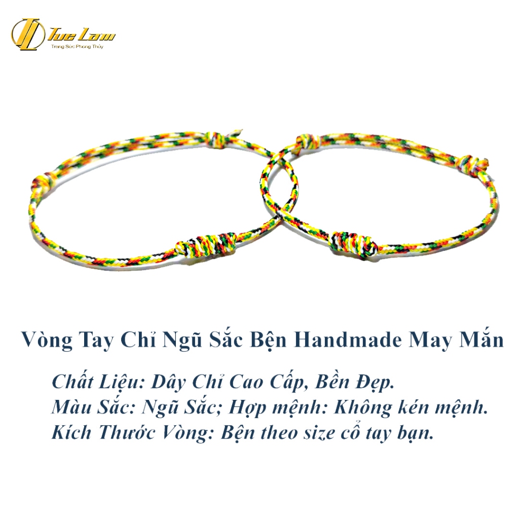 Vòng tay chỉ ngũ sắc tây tạng may mắn bện handmade xoắn giữa xinh xắn, bình an -  DIY TUỆ LÂM | BigBuy360 - bigbuy360.vn