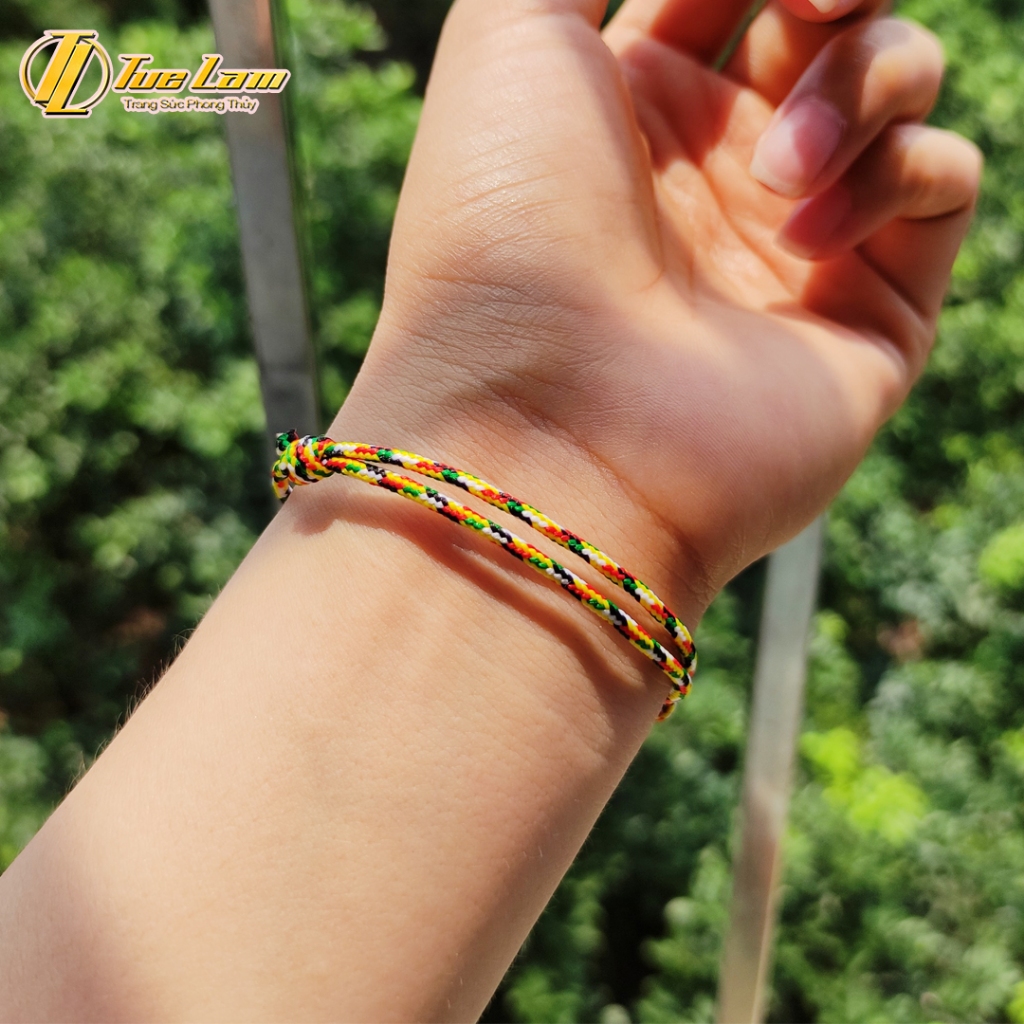 Vòng tay chỉ ngũ sắc tây tạng may mắn bện handmade xoắn giữa xinh xắn, bình an -  DIY TUỆ LÂM | BigBuy360 - bigbuy360.vn