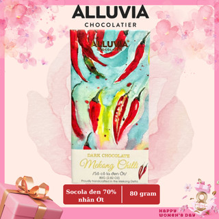 Socola đen nguyên chất Alluvia 70% cacao nhân Ớt, Cay, Thanh Lớn 100 Gram, Alluvia Dark Chocolate Chili