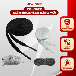 Dây giày thể thao Goya trắng đen bản dẹp 1m2, dệt kim 2 lớp