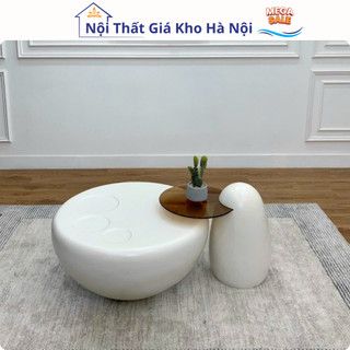 Bàn trà doric - bàn trà đôi decor khung sợi thủy tinh , kính cường lực nhập khẩu