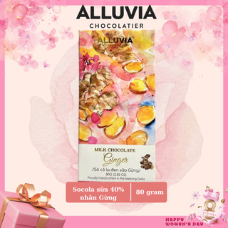 Socola sữa nguyên chất Alluvia 40% cacao nhân Gừng ấm nồng ngọt ngào, Alluvia Chocolate Milk chocolate Ginger