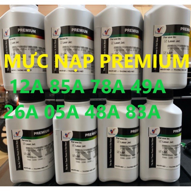 Mực chai Premium 12A - dùng cho  LBP 2900 / 3050 / 3100 -HP 1150 / 1300 / 1160/ 1320 / 1010 / 1005 / 1006 / 1102