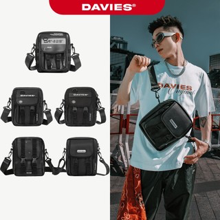 Túi đeo chéo nam nữ mini DAVIES vải da, canvas kháng nước nhiều ngăn màu đen local brand