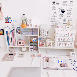 💫COMBO KỆ ĐA NĂNG - KỆ MÁY TÍNH ĐỂ BÀN LÀM VIỆC 💝 DECOR - LẮP GHÉP 💝 MÀU TRẮNG 🌈
