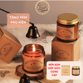 Nến thơm không khói Enjoy the good time hũ thủy tinh nắp nhôm thanh lịch sang trọng