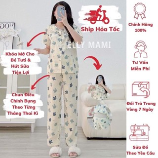 [BEST SELLER] ( 40kg - 85kg ) Đồ Bộ Bầu Và Sau Sinh Cổ Bèo , Tay Ngắn , Quần Dài , Siêu Mát