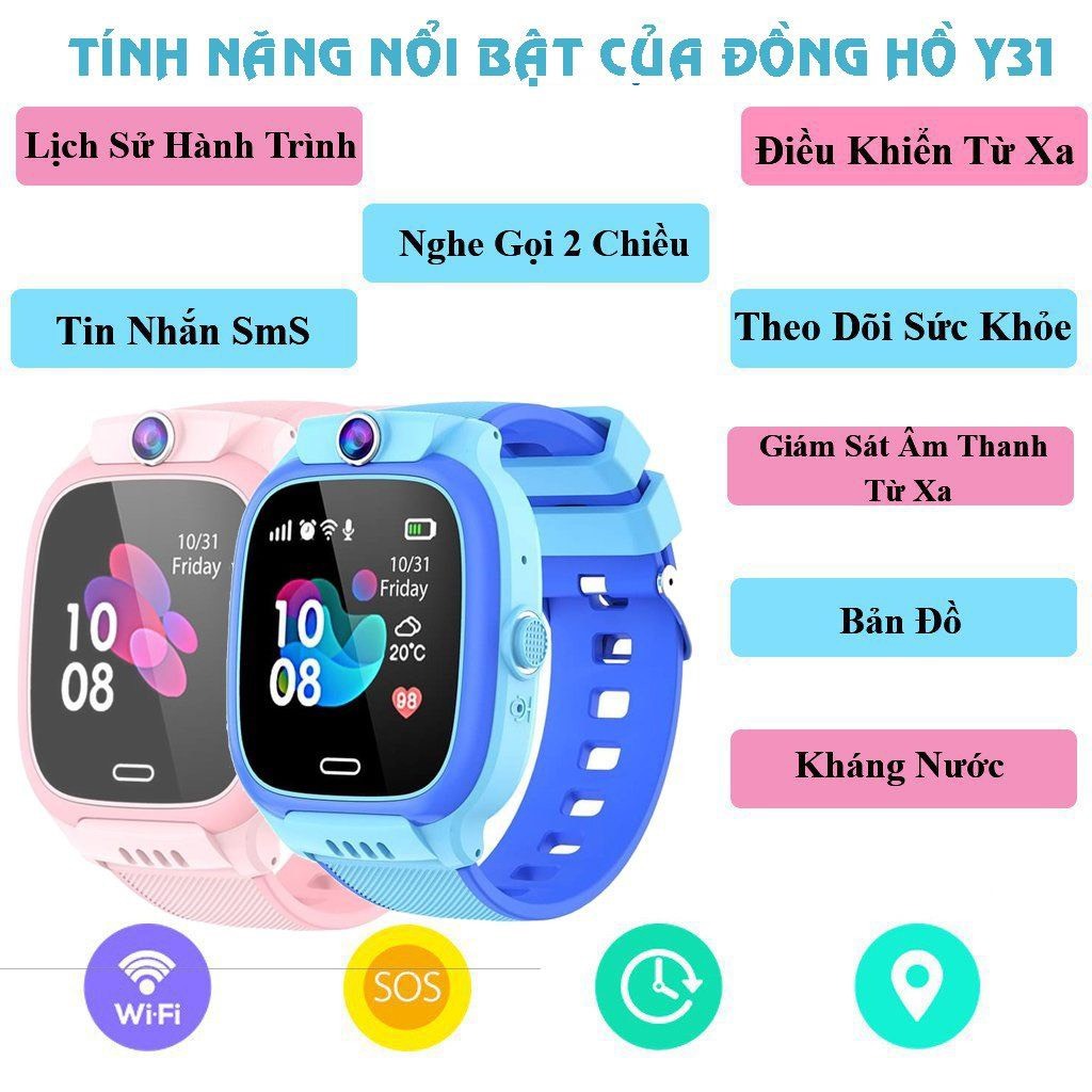 Đồng hồ thông minh định vị trẻ em Y36 mẫu mới năm 2024 nghe gọi video 4G hai chiều định vị tiếng việt 