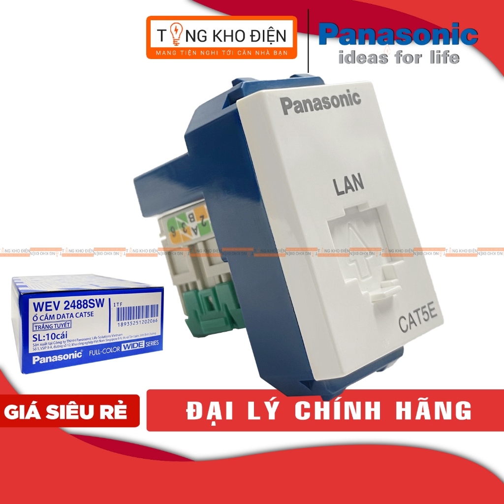 Ổ cắm Data CAT5 Panasonic, Hạt mạng WEV2488SW [Dòng WIDE]